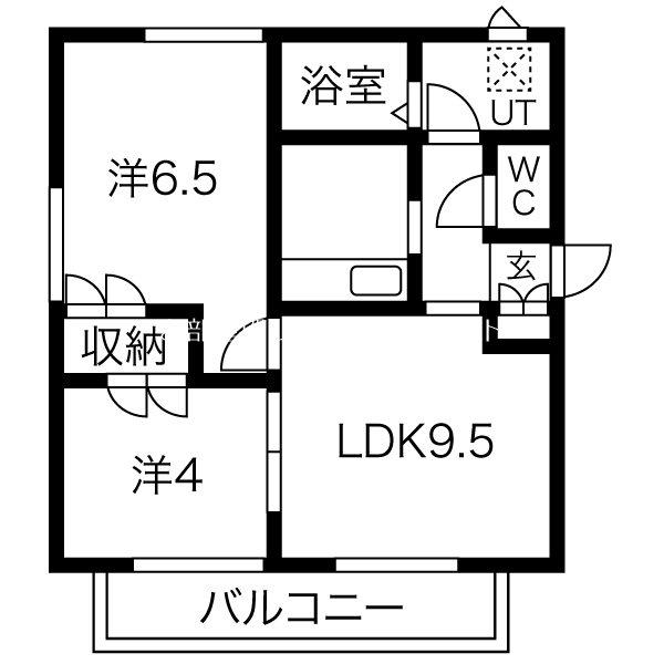 メゾンMANA(2LDK/1階)の間取り写真