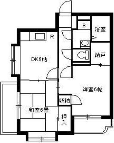 エスペランサ田上(2DK/1階)の間取り写真
