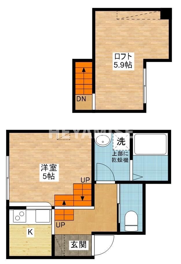 シジエム(1SK/2階)の間取り写真