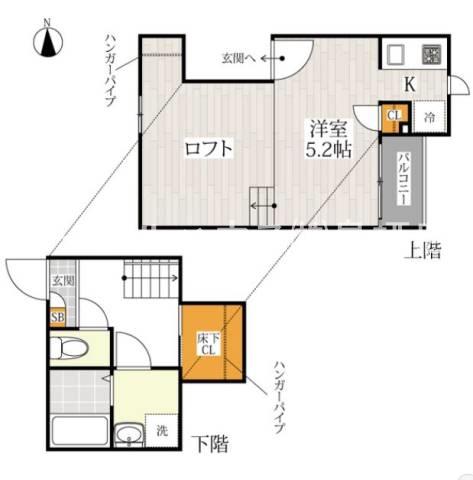 CB鳥栖フェリシア(1K/2階)の間取り写真