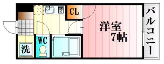 Mエスタシオン(1K/1階)の間取り写真