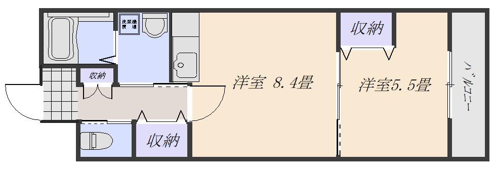 山本レジデンス(1LDK/3階)の間取り写真