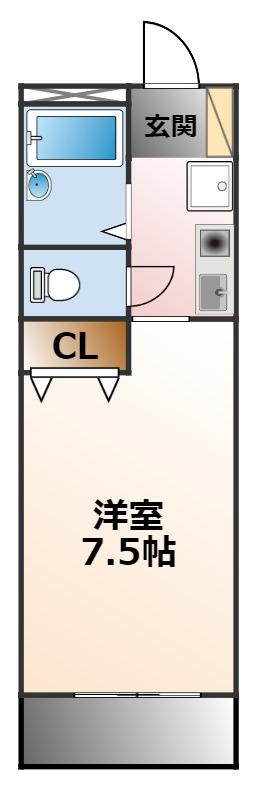 オーガスタコート(1K/2階)の間取り写真