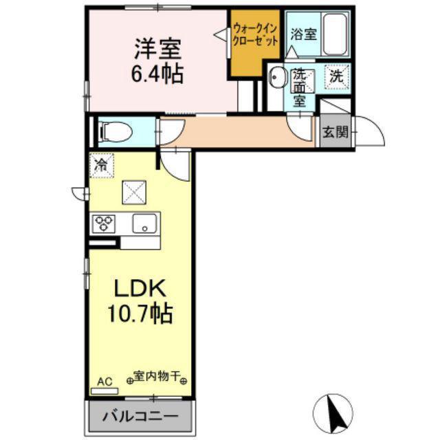 コンフォート水主町(1LDK/1階)の間取り写真