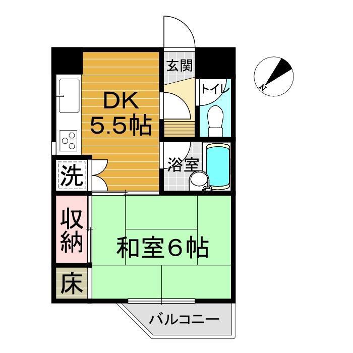 ダイアパレス栄町(1DK/2階)の間取り写真