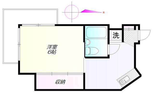 緑が丘ハイツ(1K/3階)の間取り写真