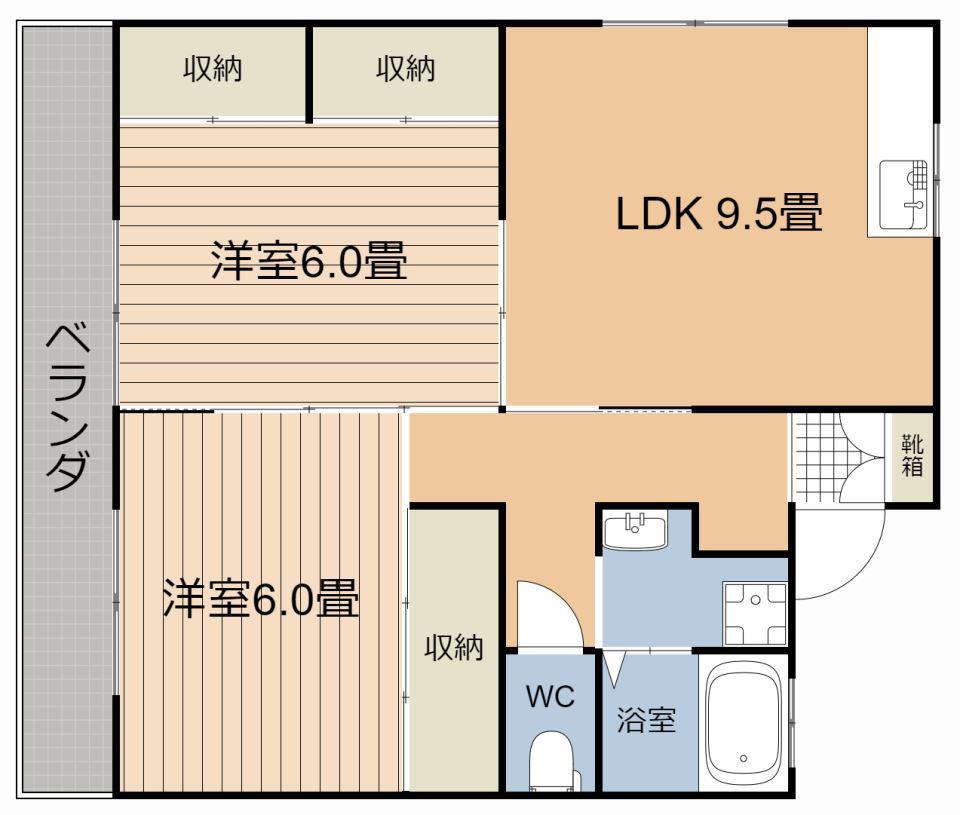 パークサイド鴨池(2LDK/3階)の間取り写真