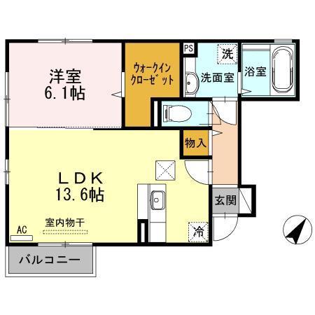 BRION(1LDK/1階)の間取り写真