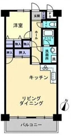 マリオン栗林公園(1LDK/5階)の間取り写真