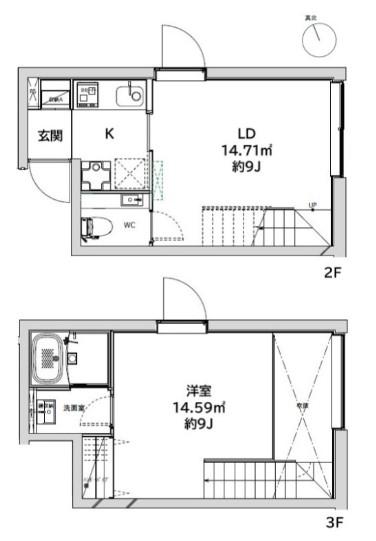 LIFEED CREAL広尾 ライフィードクリアルヒロオ(1LDK/2階)の間取り写真