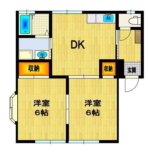 メゾンドアイ(2DK/1階)の間取り写真