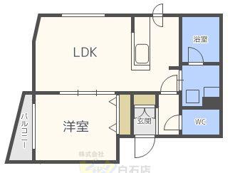 メニーズコート南郷18ST(1LDK/2階)の間取り写真