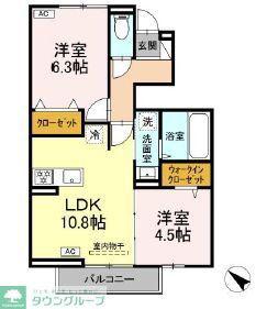 アマランス B棟(2LDK/1階)の間取り写真