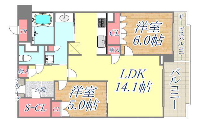 ルネグラン夙川北名次(2LDK/2階)の間取り写真