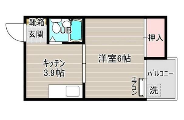 ワンケイ足立(1K/2階)の間取り写真