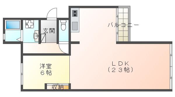 塩屋2号棟(1LDK/2階)の間取り写真