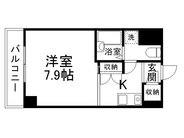 高辻ロイヤルフラッツ(1K/4階)の間取り写真