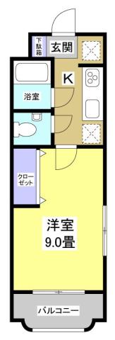 メゾンポプリ(1K/1階)の間取り写真