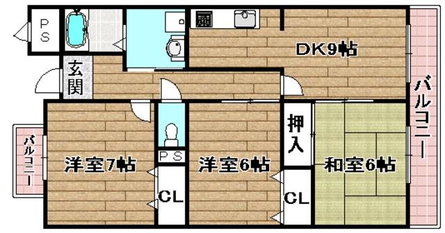 デセンシア(3LDK/1階)の間取り写真