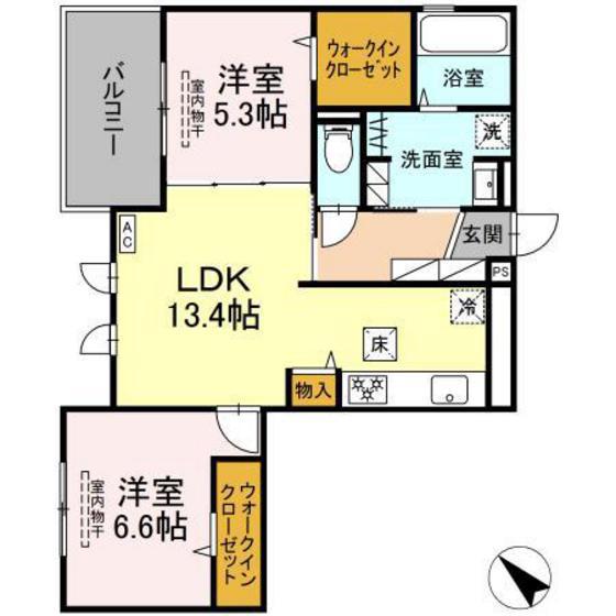 グランフィールド・イオ(2LDK/1階)の間取り写真