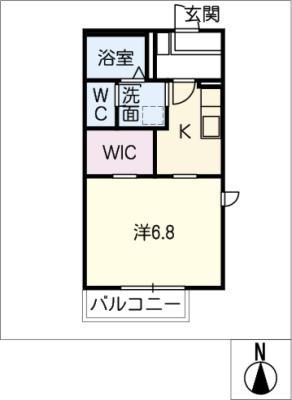 レクエルドサオリII A棟(1K/2階)の間取り写真