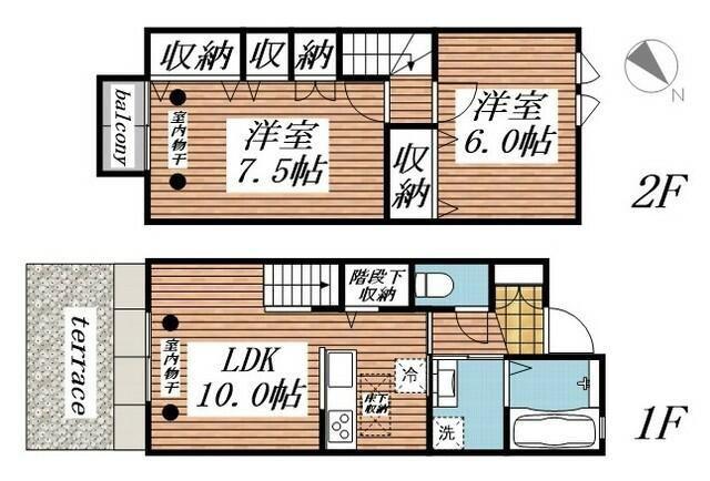 フォレストメゾン上柴(2LDK/1階)の間取り写真