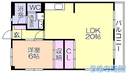 翠水ビル(1LDK/3階)の間取り写真