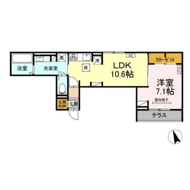 D-ROOM山の手(1LDK/3階)の間取り写真