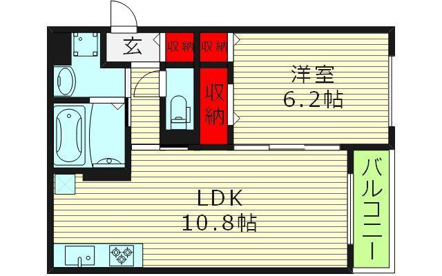 グランドール清水(1LDK/1階)の間取り写真