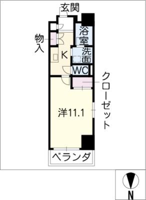 レジデンス上前津スクエア(1K/9階)の間取り写真