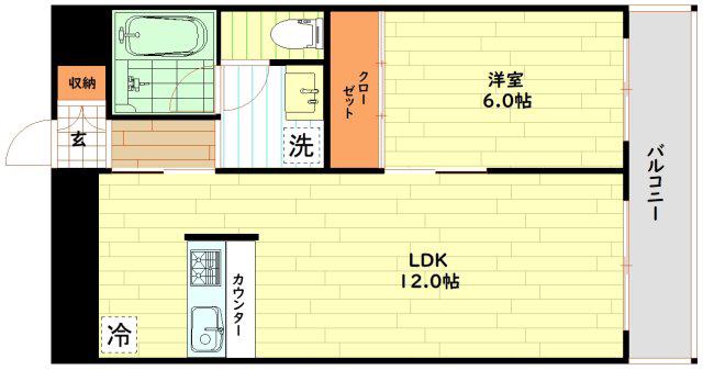 エバービューハイツ(1LDK/4階)の間取り写真