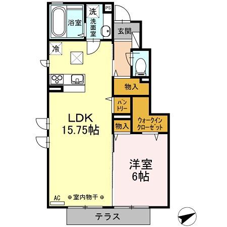 グランメールⅡ番館(1LDK/1階)の間取り写真