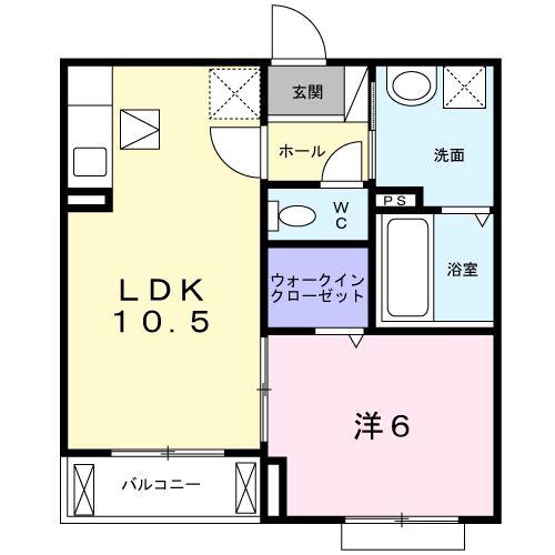 ヴィアソーレ摂津(1LDK/1階)の間取り写真
