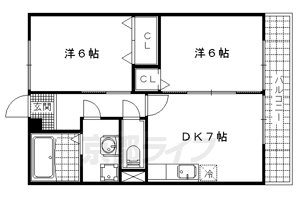 メゾンエスポワールII(2DK/1階)の間取り写真