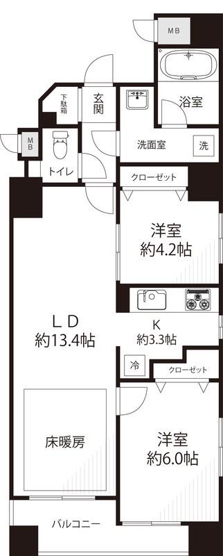 メゾン・ド・日本橋久松町(2LDK/8階)の間取り写真