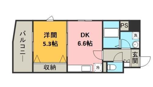スタンドリバー天神南(1DK/2階)の間取り写真
