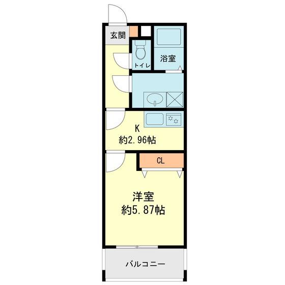メゾンクレール二日市壱番館(1K/1階)の間取り写真
