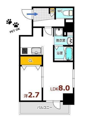 月光鎮守府(1LDK/8階)の間取り写真