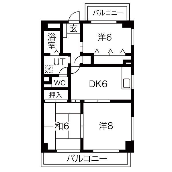 つつじヶ丘パークマンション(3DK/3階)の間取り写真