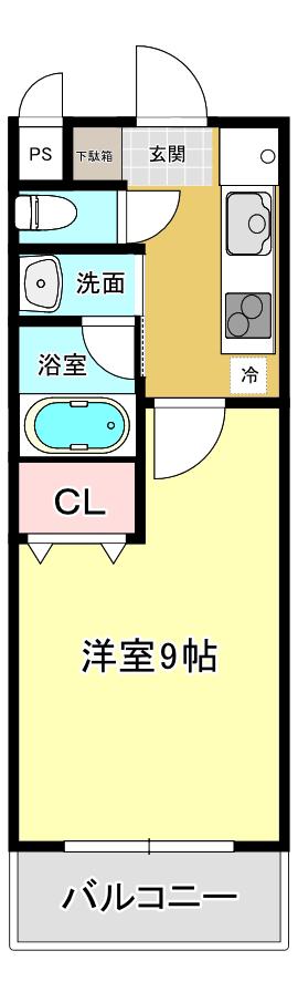コクーン大元駅前(1K/4階)の間取り写真