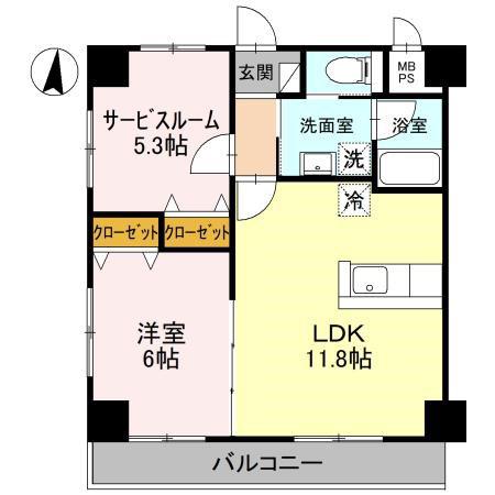 FREESIA(1SLDK/1階)の間取り写真