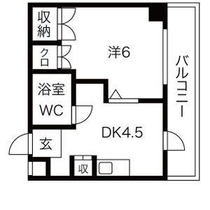 ネスパルド雅(1DK/4階)の間取り写真