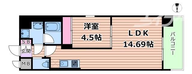 レオングラン本町橋(1LDK/2階)の間取り写真