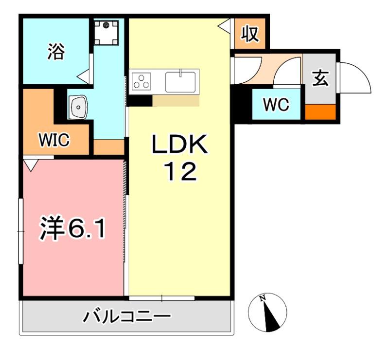 ブルーミア(1LDK/2階)の間取り写真