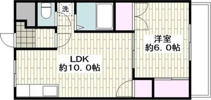 ハッピーサークル(1LDK/3階)の間取り写真