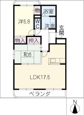 ドリームハイツA棟(2LDK/2階)の間取り写真