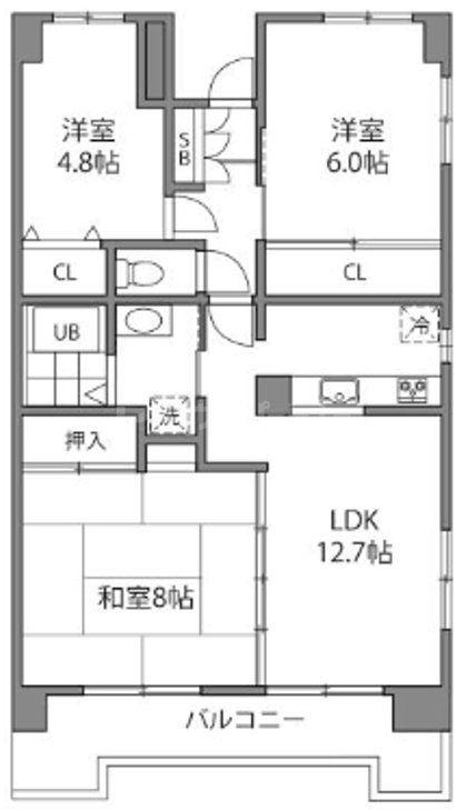 グランドール大宮(3LDK/7階)の間取り写真