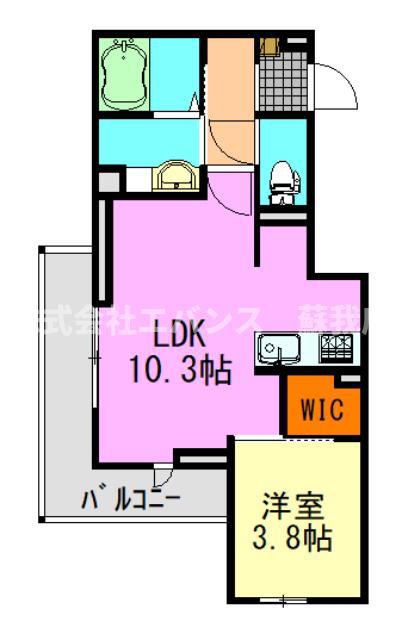D-ROOM神明町II B(1LDK/3階)の間取り写真