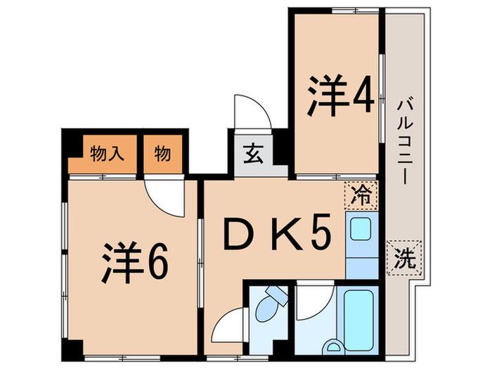 コーポサンライズ(2DK/2階)の間取り写真