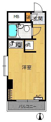 ライオンズマンション太子堂第2(ワンルーム/3階)の間取り写真